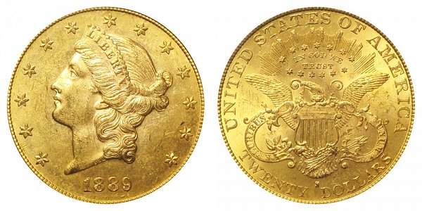 1889 S Liberty Head $20 Gold Double Eagle - Twenty Dollars 