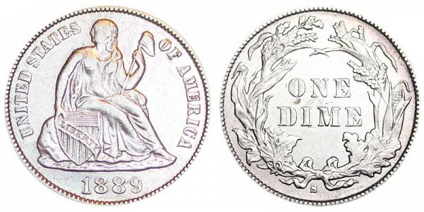 1889 S Seated Liberty Dime