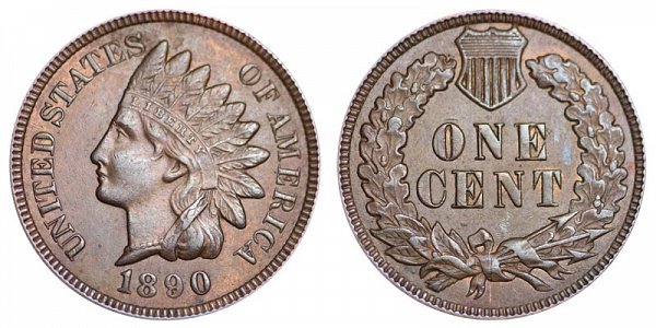 1890 Indian Head Cent Penny 