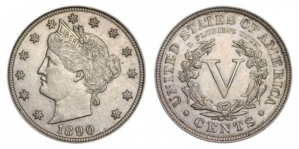 1890 Liberty Head V Nickel 