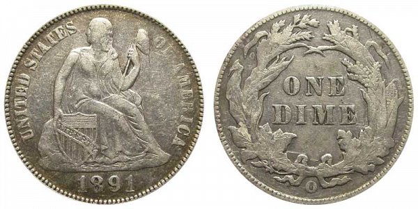 1891 O Seated Liberty Dime