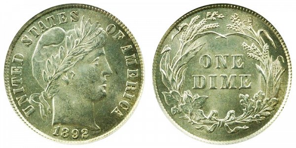 1892 Silver Barber Dime 