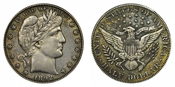 1892 O Barber Silver Half Dollar - Micro O 