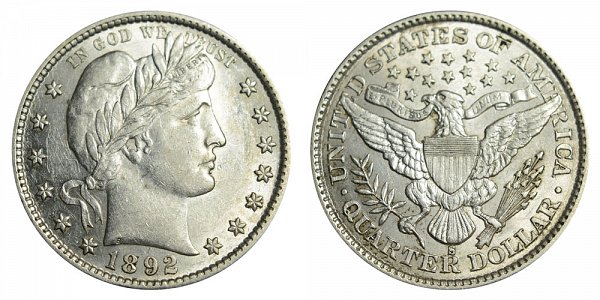 1892 S Barber Quarter 