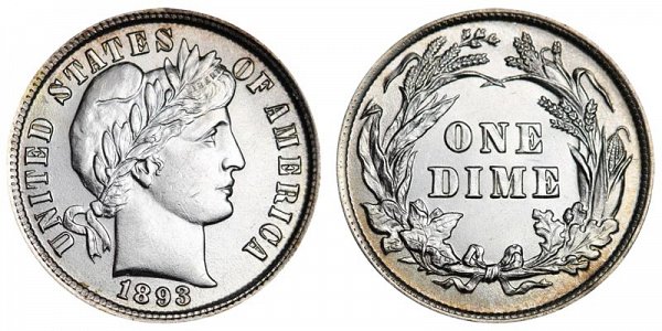 1893 Silver Barber Dime 