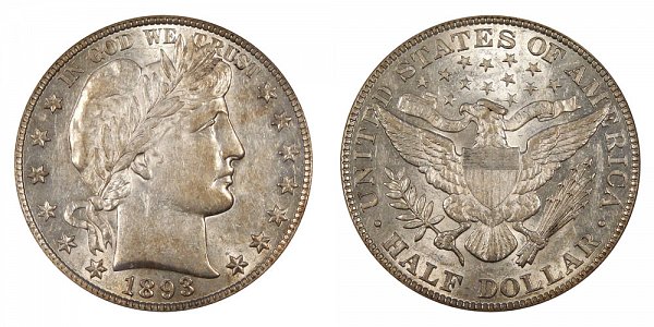 1893 Barber Silver Half Dollar 