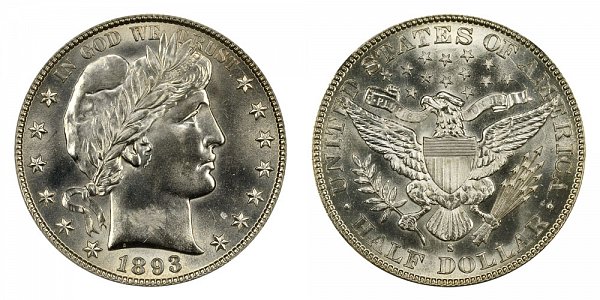 1893 S Barber Silver Half Dollar 