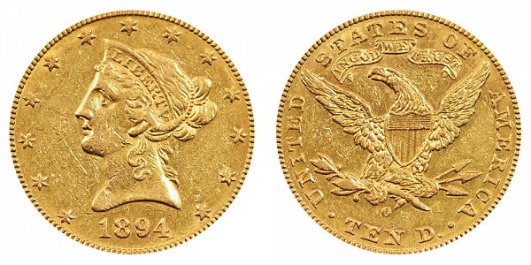1894 O Liberty Head $10 Gold Eagle - Ten Dollars 