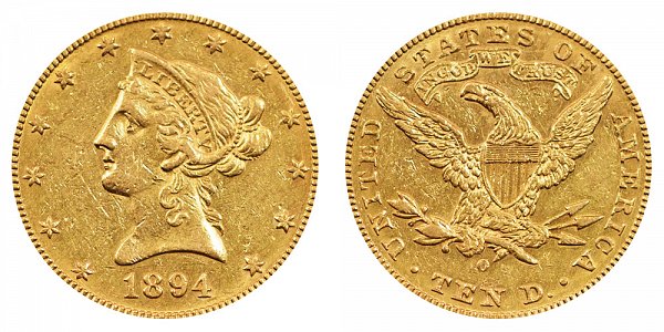 1894 O Liberty Head $10 Gold Eagle - Ten Dollars 