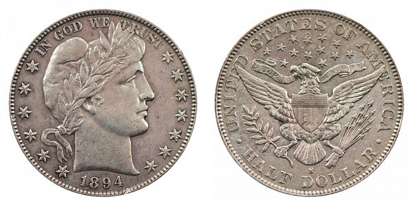 1894 S Barber Silver Half Dollar 