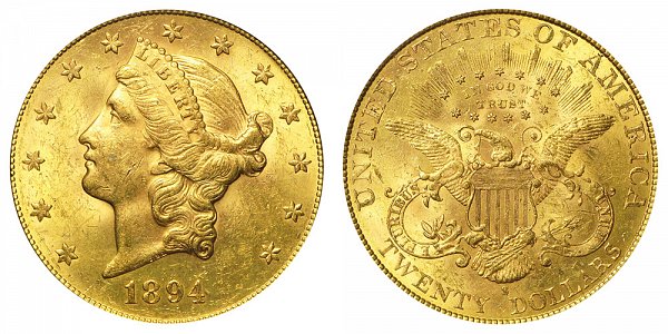 1894 S Liberty Head $20 Gold Double Eagle - Twenty Dollars 