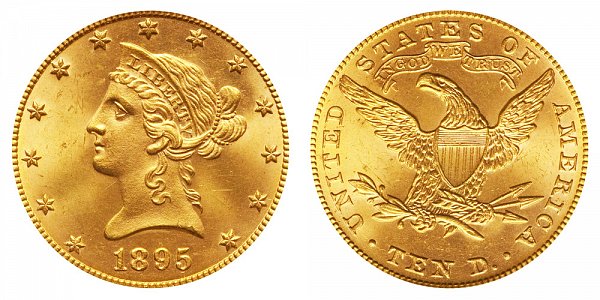 1895 Liberty Head $10 Gold Eagle - Ten Dollars 