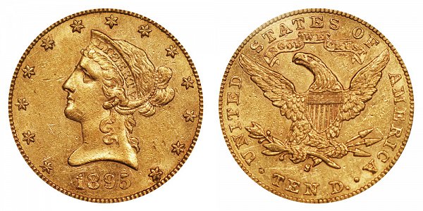 1895 S Liberty Head $10 Gold Eagle - Ten Dollars 