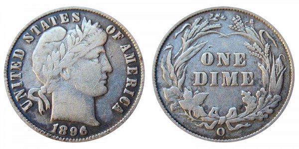 1896 O Silver Barber Dime