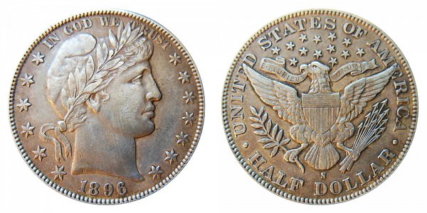 1896 S Barber Silver Half Dollar 