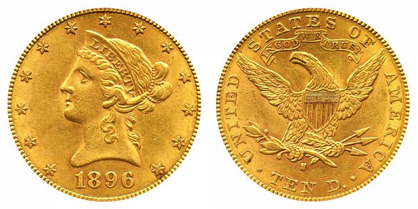 1896 S Liberty Head $10 Gold Eagle - Ten Dollars