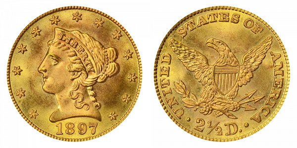 1897 Liberty Head $2.50 Gold Quarter Eagle - 2 1/2 Dollars 