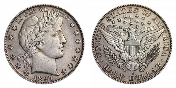 1897 S Barber Silver Half Dollar 