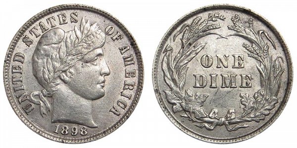 1898 Silver Barber Dime 