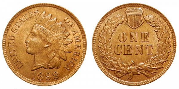 1898 Indian Head Cent Penny 