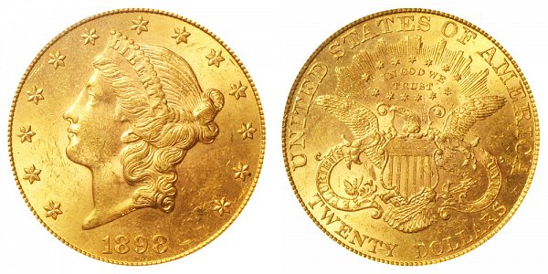 1898 Liberty Head $20 Gold Double Eagle - Twenty Dollars 