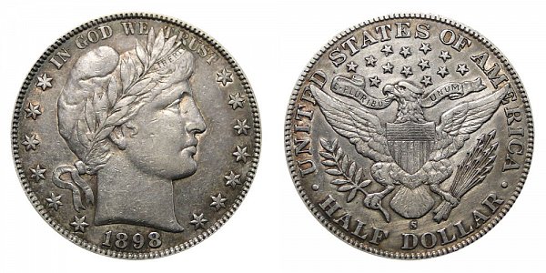 1898 S Barber Silver Half Dollar 