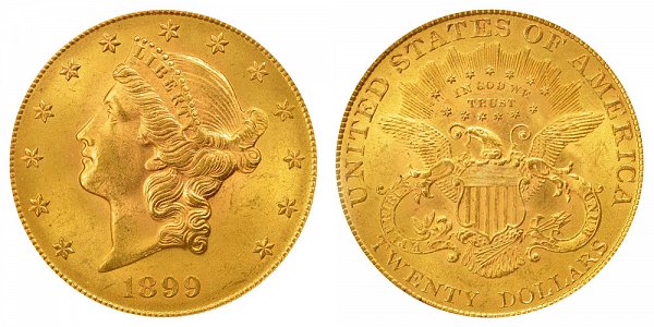 1899 Liberty Head $20 Gold Double Eagle - Twenty Dollars