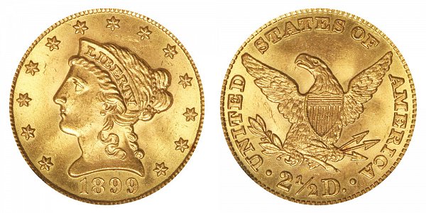 1899 Liberty Head $2.50 Gold Quarter Eagle - 2 1/2 Dollars