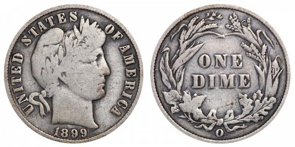 1899 O Silver Barber Dime 