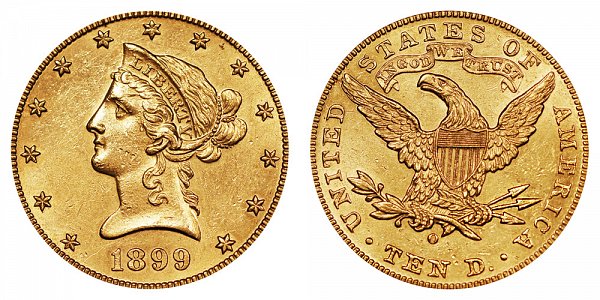 1899 O Liberty Head $10 Gold Eagle - Ten Dollars 