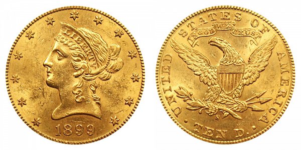 1899 S Liberty Head $10 Gold Eagle - Ten Dollars 