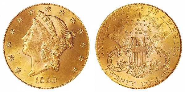 1900 Liberty Head $20 Gold Double Eagle - Twenty Dollars 