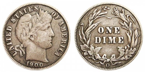 1900 O Silver Barber Dime 