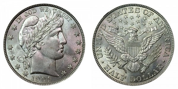 1901 Barber Silver Half Dollar 