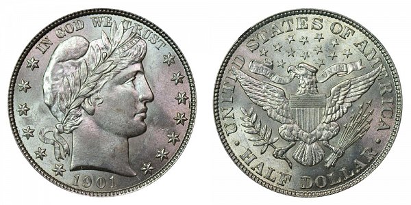 1901 Barber Silver Half Dollar