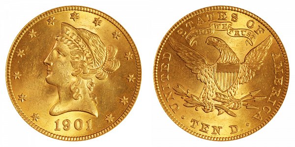 1901 Liberty Head $10 Gold Eagle - Ten Dollars 