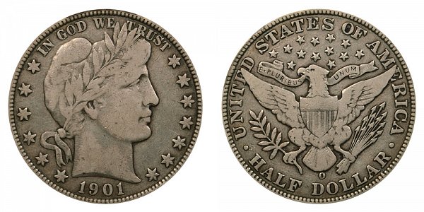 1901 O Barber Silver Half Dollar