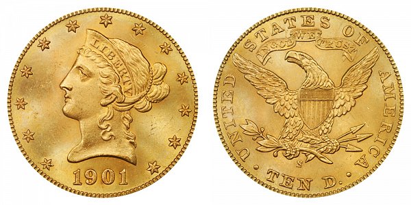 1901 S Liberty Head $10 Gold Eagle - Ten Dollars 