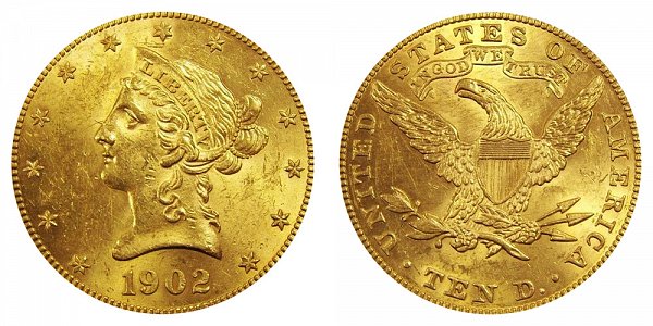 1902 Liberty Head $10 Gold Eagle - Ten Dollars 