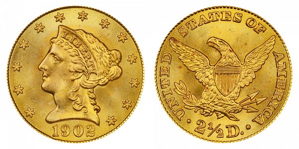 1902 Liberty Head $2.50 Gold Quarter Eagle - 2 1/2 Dollars 