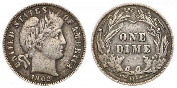 1902 O Silver Barber Dime 