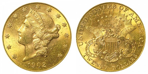 1902 S Liberty Head $20 Gold Double Eagle - Twenty Dollars 