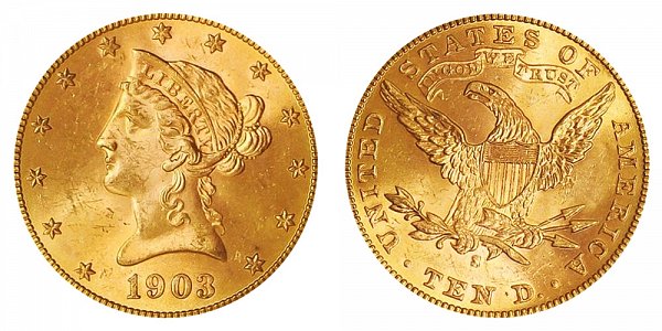 1903 S Liberty Head $10 Gold Eagle - Ten Dollars 