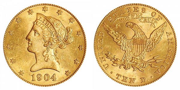 1904 Liberty Head $10 Gold Eagle - Ten Dollars 