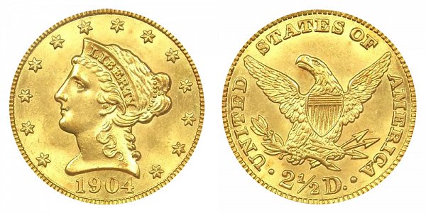 1904 Liberty Head $2.50 Gold Quarter Eagle - 2 1/2 Dollars 