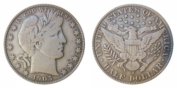 1905 S Barber Silver Half Dollar 