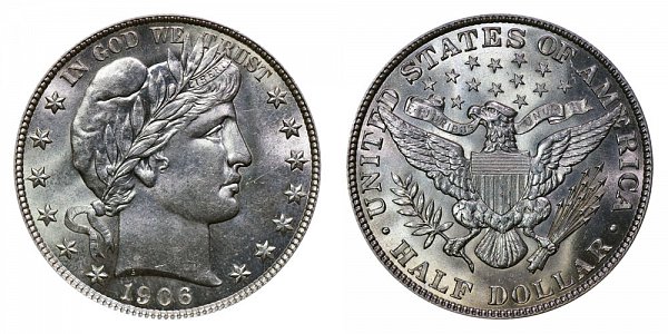 1906 Barber Silver Half Dollar 