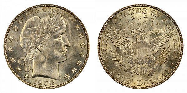 1906 D Barber Silver Half Dollar 