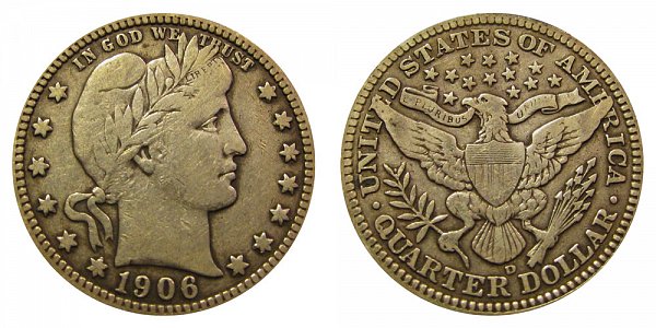 1906 D Barber Quarter