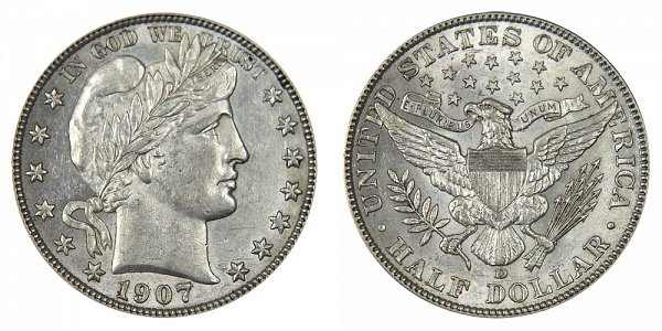 1907 D Barber Silver Half Dollar 